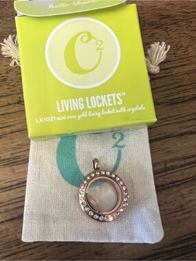 Origami Owl Rose Gold Crystal Round Living Locket Pendant